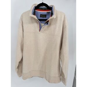 ORVIS Signature Collection Mens Cream Quarter Zip Pullover Sweatshirt Size L